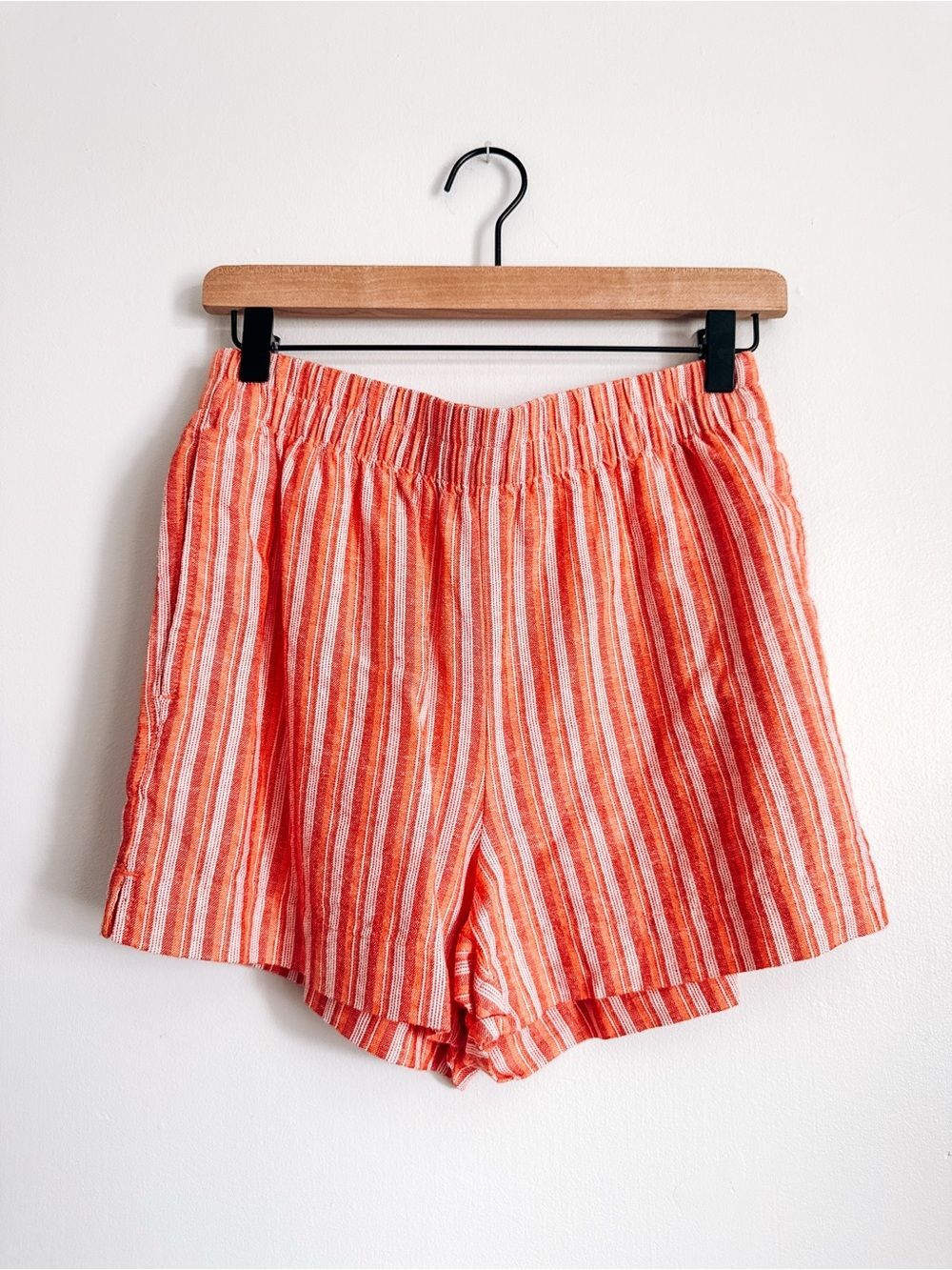 Old Navy High Rise Orange Striped Pull-On Shorts Small